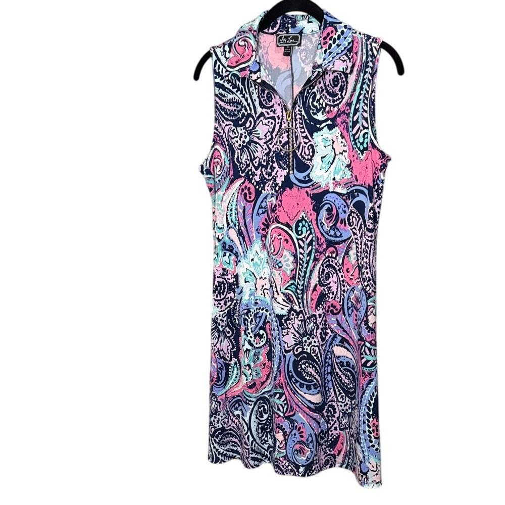 Ivy Lane Paisley Print Sleeveless Golf‎ Dress - Collared, Quarter Zip